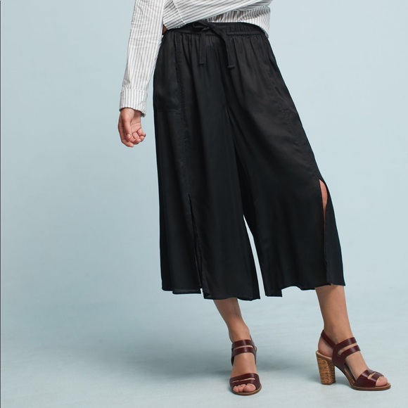 Anthropologie Pants - Anthropologie Elevenses black crop slit sides sz s